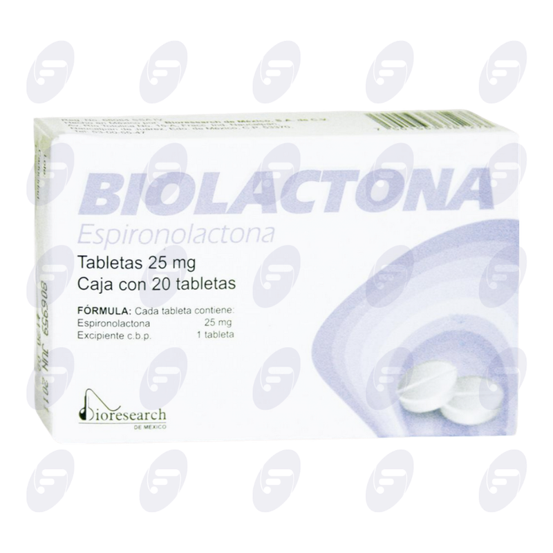 BIOLACTONA        25 MG. CAJA C/20 TABS.