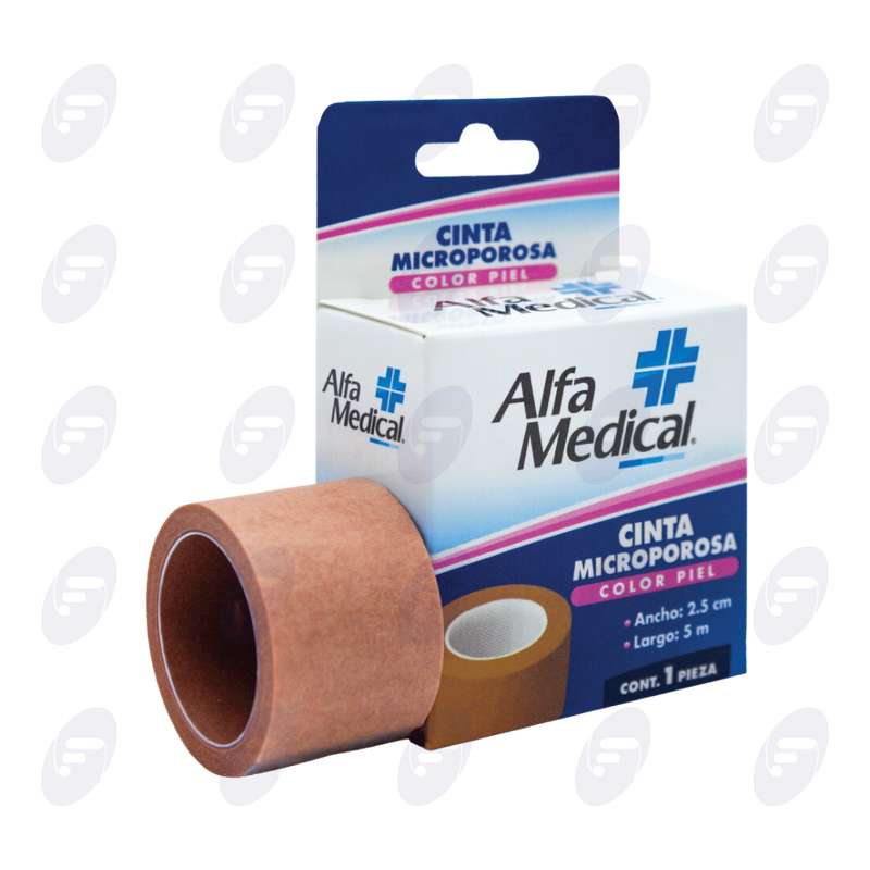 CINTA MICROPOROSA PIEL ALFA MEDICAL 2.5CMX5M CAJA C/1PZ