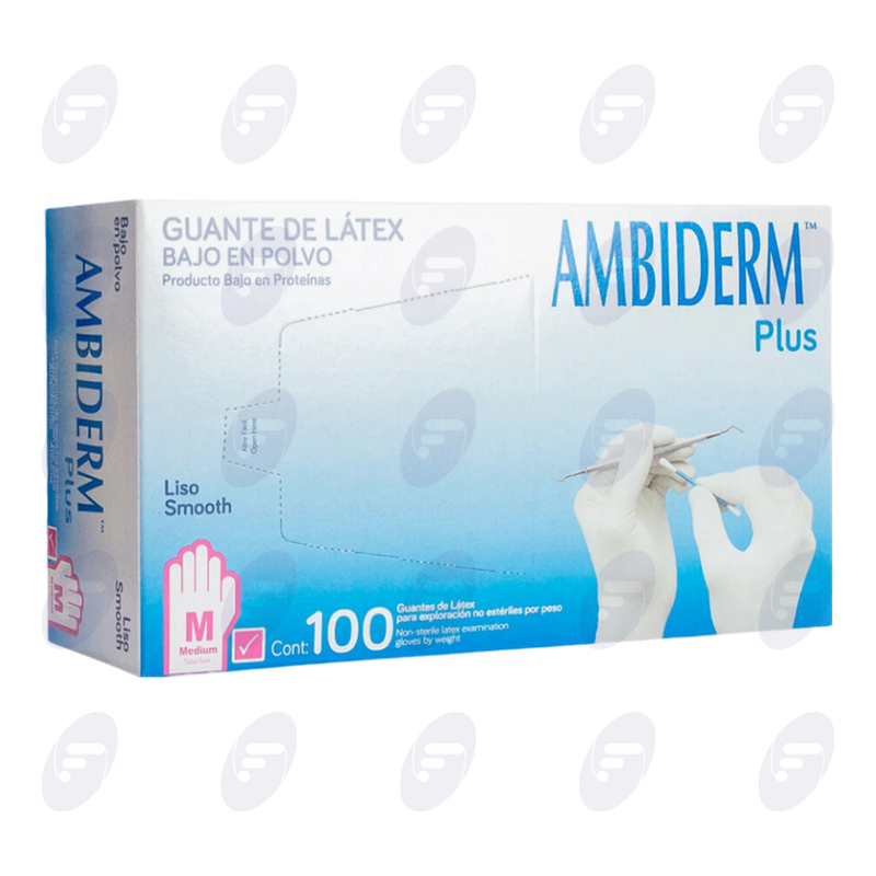 GUANTE AMBIDERM PLUS L.BCO. MED.C/100PZA