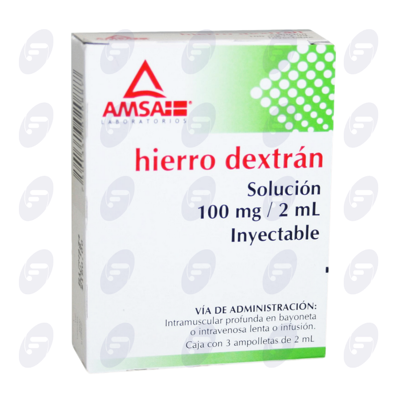 HIERRO DEXTRAN 100MG/2ML C/3 AMPOLL 2ML
