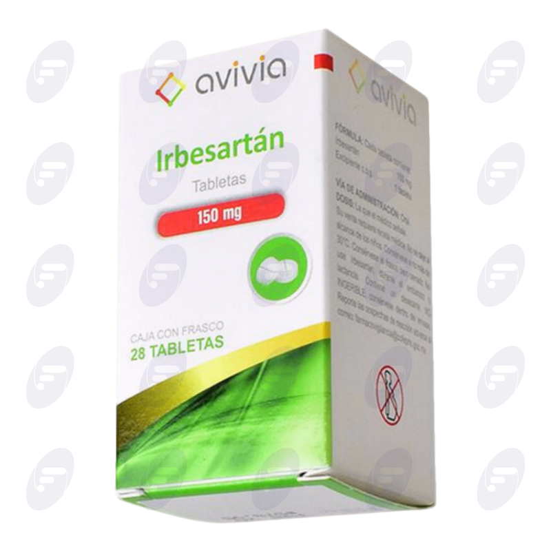 IRBESARTAN AVIVIA 150 MG. CAJA C/FCO.C/28TA