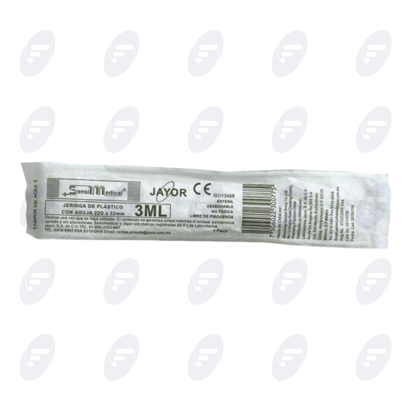 JERINGA  3 ML.SENSI  NEGRA 22G X 32 MM.