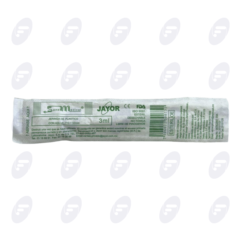JERINGA  3 ML.SENSI  VERDE 21G X 32 MM.