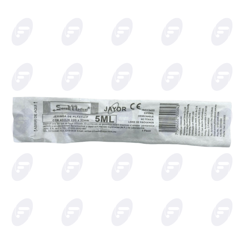 JERINGA  5 ML. SENSI  NEGRA 22G X 32 MM.