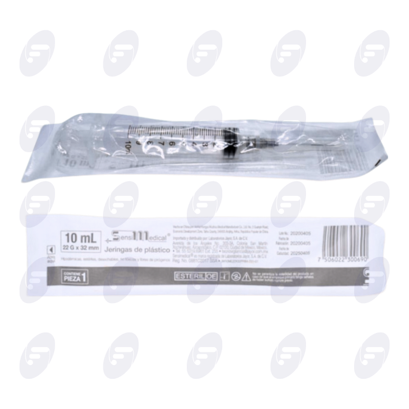 JERINGA 10 ML. SENSI  NEGRA 22G X 32 MM.