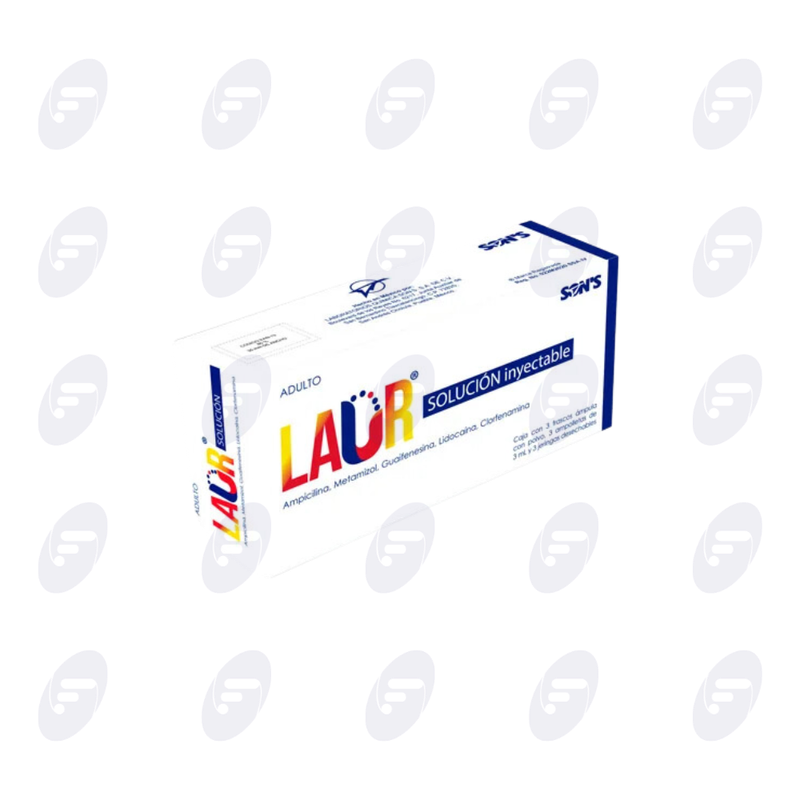 LAUR ADULTO 500MG/500MG/100MG/30MG/4MG SOL INY C/3AMP 3 ML
