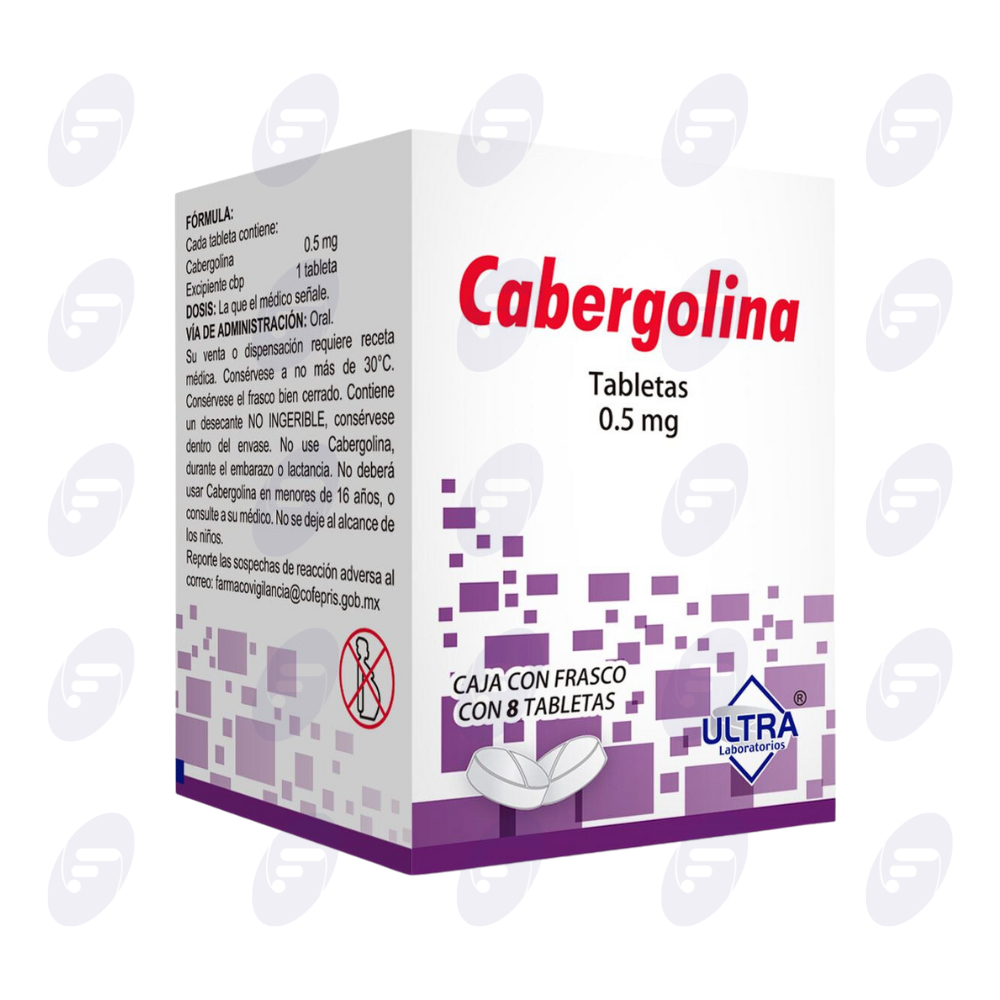 CABERGOLINA 0.5MG CAJA C/FCO C/8 TABLETAS