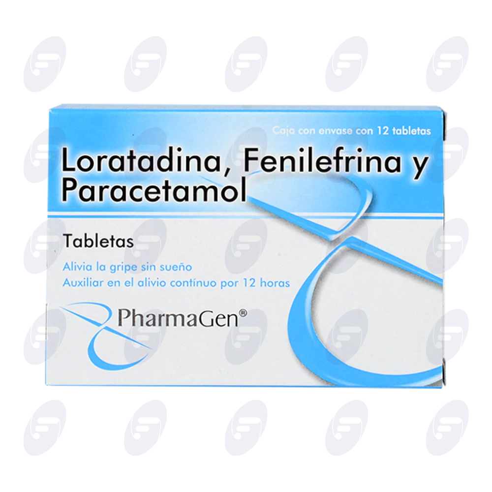 LORATADINA,FENLEFRINA,PARACETAMOL PHARMAGEN CAJA C/12 TABS
