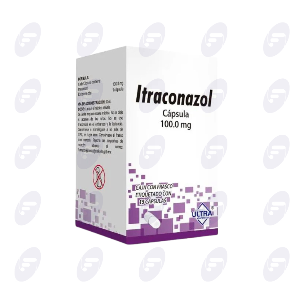 ITRACONAZOL  ULTRA 100MG CAJA C/FCO C/15 TABLETAS