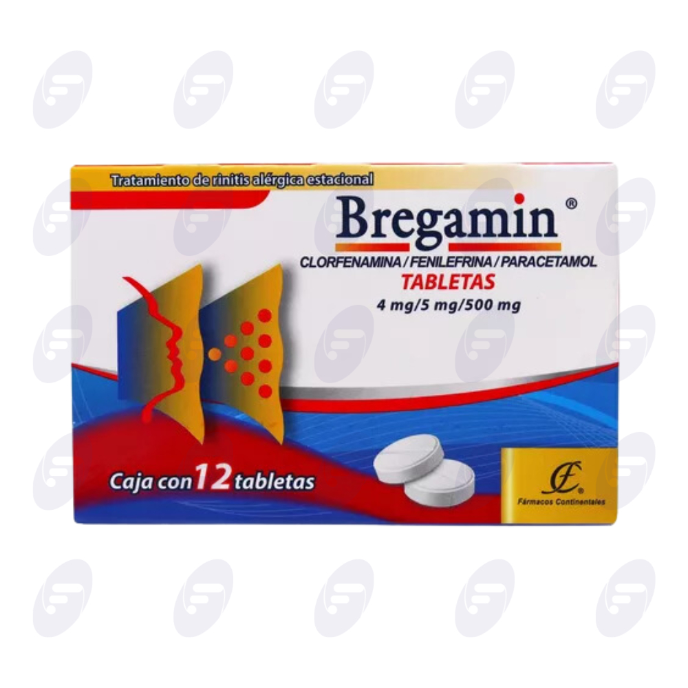 BREGAMIN 4MG/5MG/500MG CAJA C/12 TABLETAS