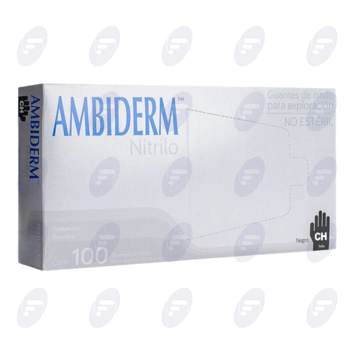 [123016] GUANTE NITRILO AMBIDERM NEGRO NO ESTERIL CHICO CAJA C/100 PZ