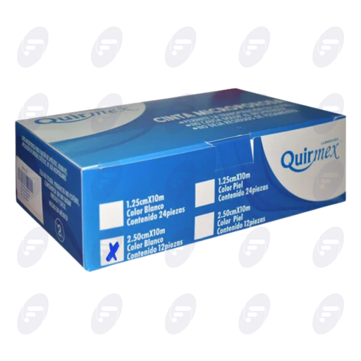 [155506] CINTA MICROPOROSA PIEL QUIRMEX 2.5CMX10M CAJA C/12 PZ