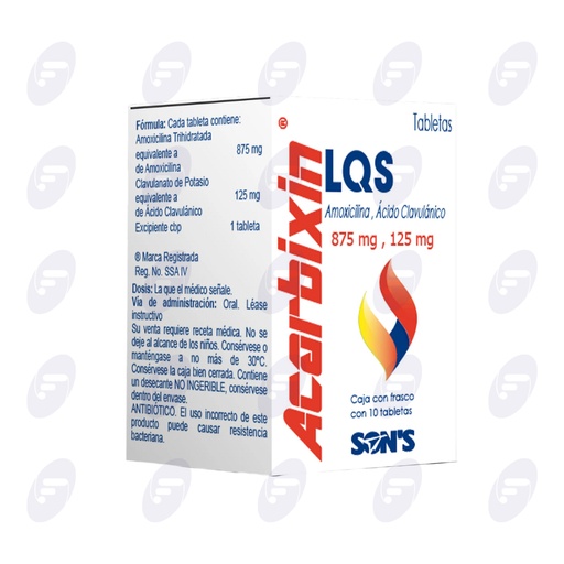 [013217] ACARBIXIN LQS 875MG/125MG CAJA C/FCO C/10 TABLETAS