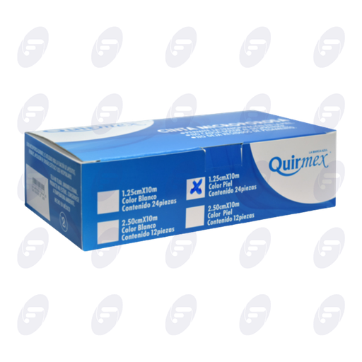 [155563] CINTA MICROPOROSA QUIRMEX PIEL 1.25CM X 10 MTS CAJA C/24 PIEZAS