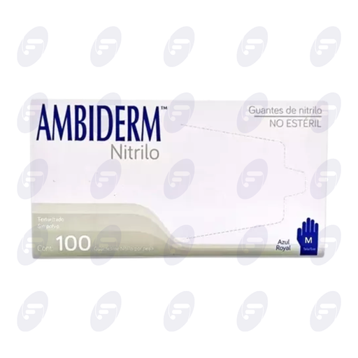 [123017] GUANTE NITRILO AMBIDERM AZUL ROYAL NO ESTERIL MEDIANO CAJA C/100 PZ