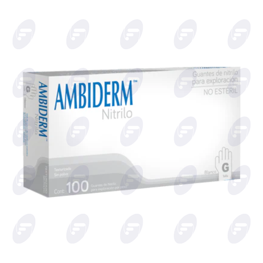 [123018] GUANTE NITRILO AMBIDERM BLANCO NO ESTERIL GRANDE CAJA C/100 PZ